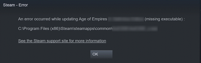 Steam error - Missing executable