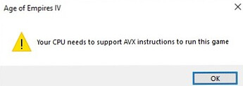 AVX error message shown in-game