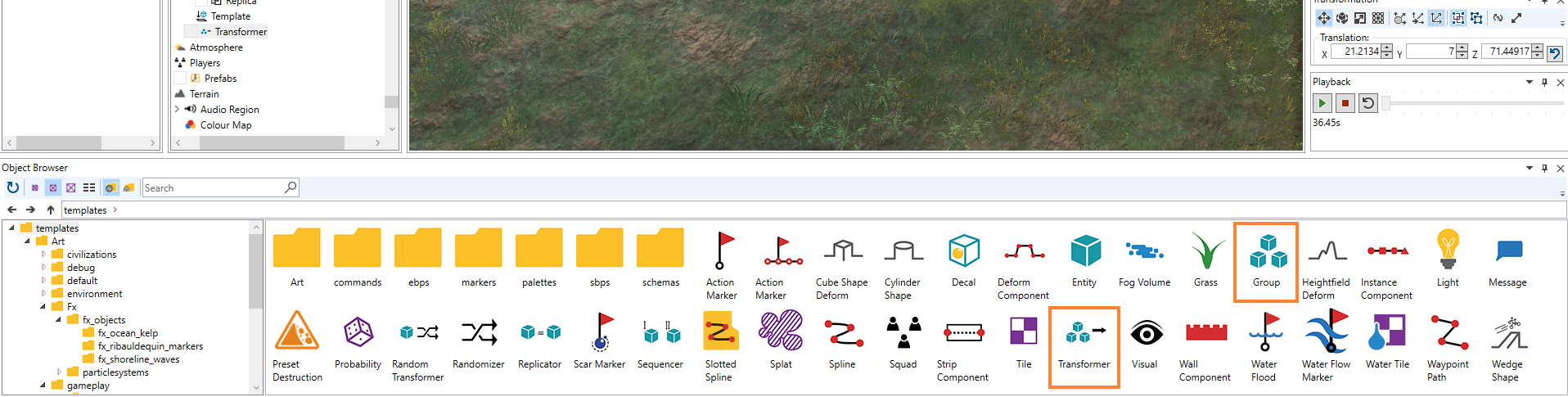 Object Browser Groups-Trans