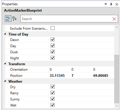 Action Marker Properties