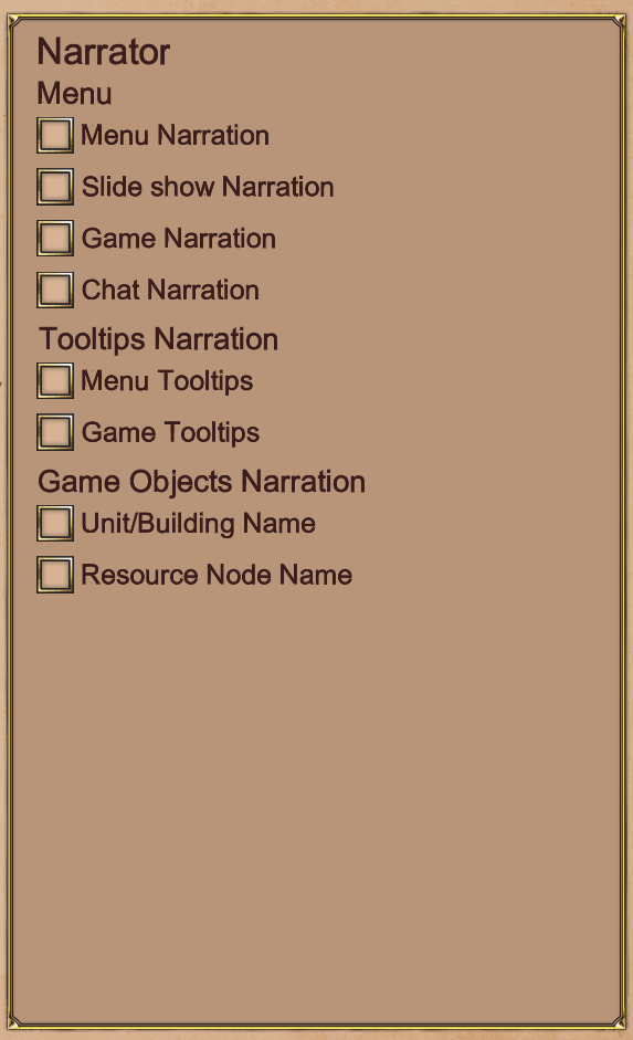 PC Narrator options